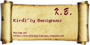 Király Benignusz névjegykártya